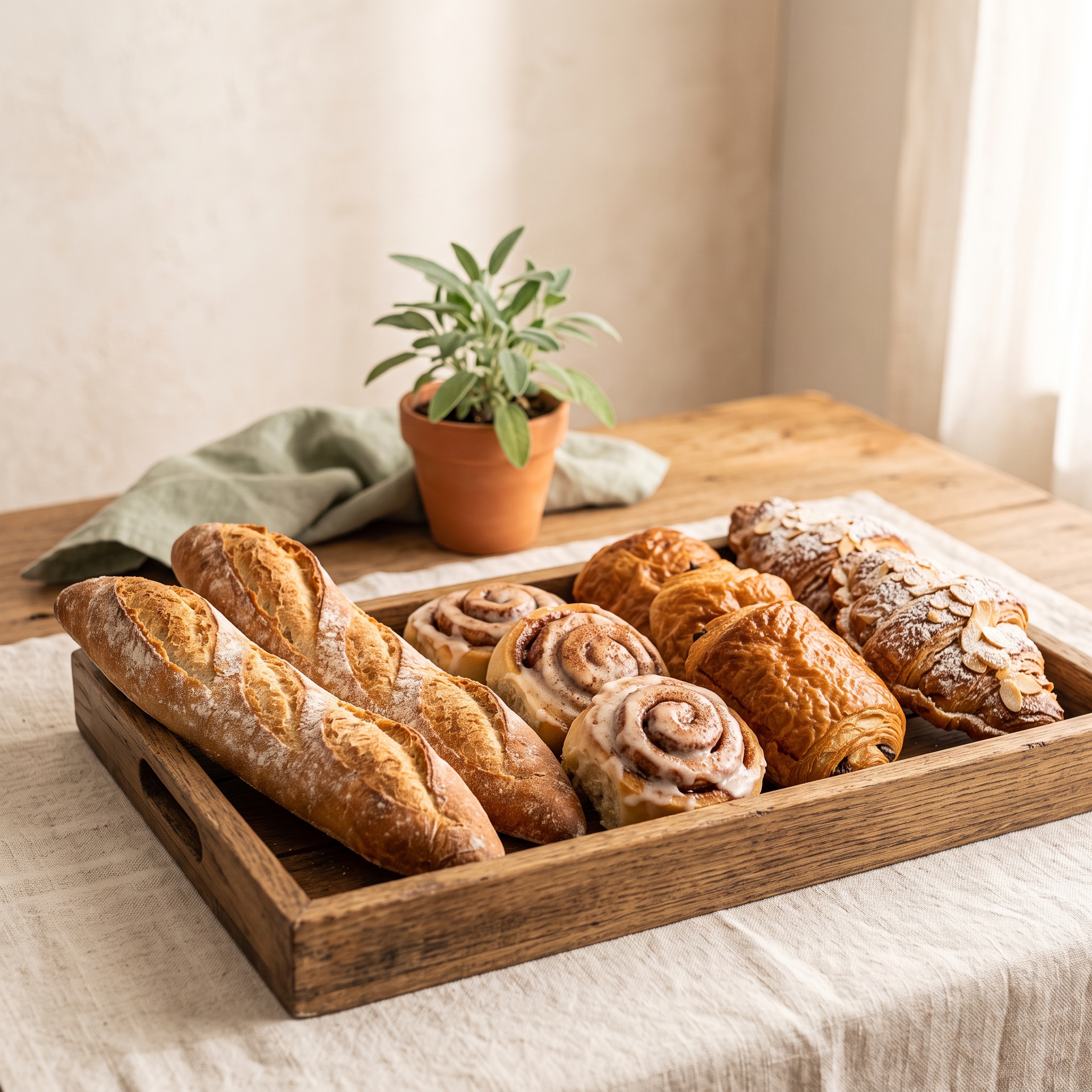 Hogazas de pan de masa madre recién salidas del horno